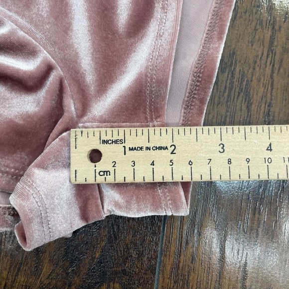 Urban Outfitters Romper XS Dusty Pink Velvet Wrap-Front Long Sleeve Stretch - Picture 13 of 16
